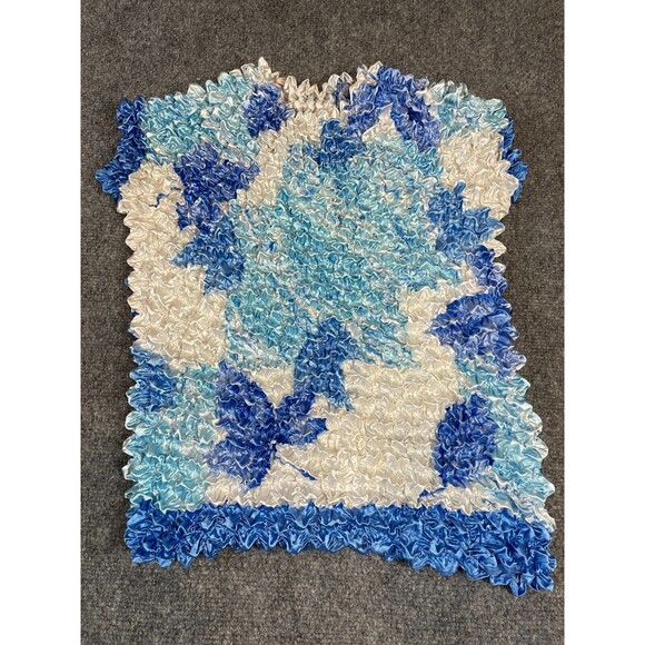 Popcorn Tee Blue Womens One Size Short Sleeve Stretchy Crinkle Expandable Majic - Picture 1 of 3